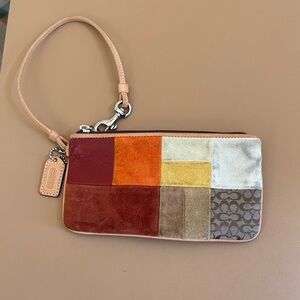 Coach Patchwork Wristlet - Red, Orange, Yellow, Brown